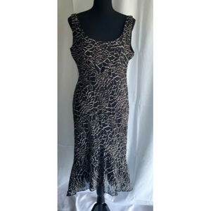 VTG ROBBIE BEE Sleeveless Black and Beige Midi Dress Sz 12